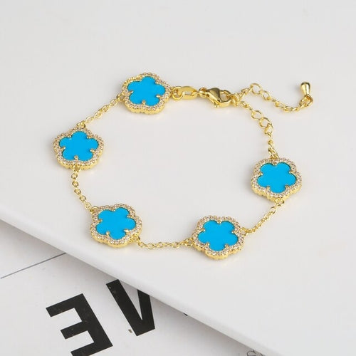 Diamond Inlaid Cute New Design Plant Flower Bracelet, Earring or Necklace
