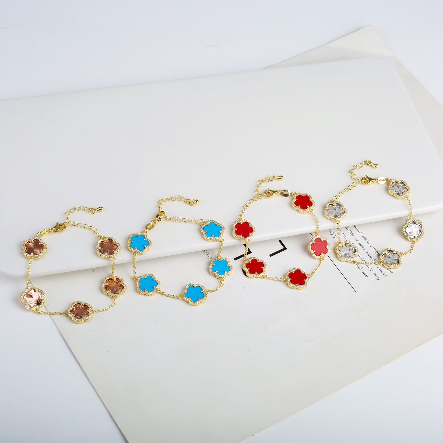 Diamond Inlaid Cute New Design Plant Flower Bracelet, Earring or Necklace