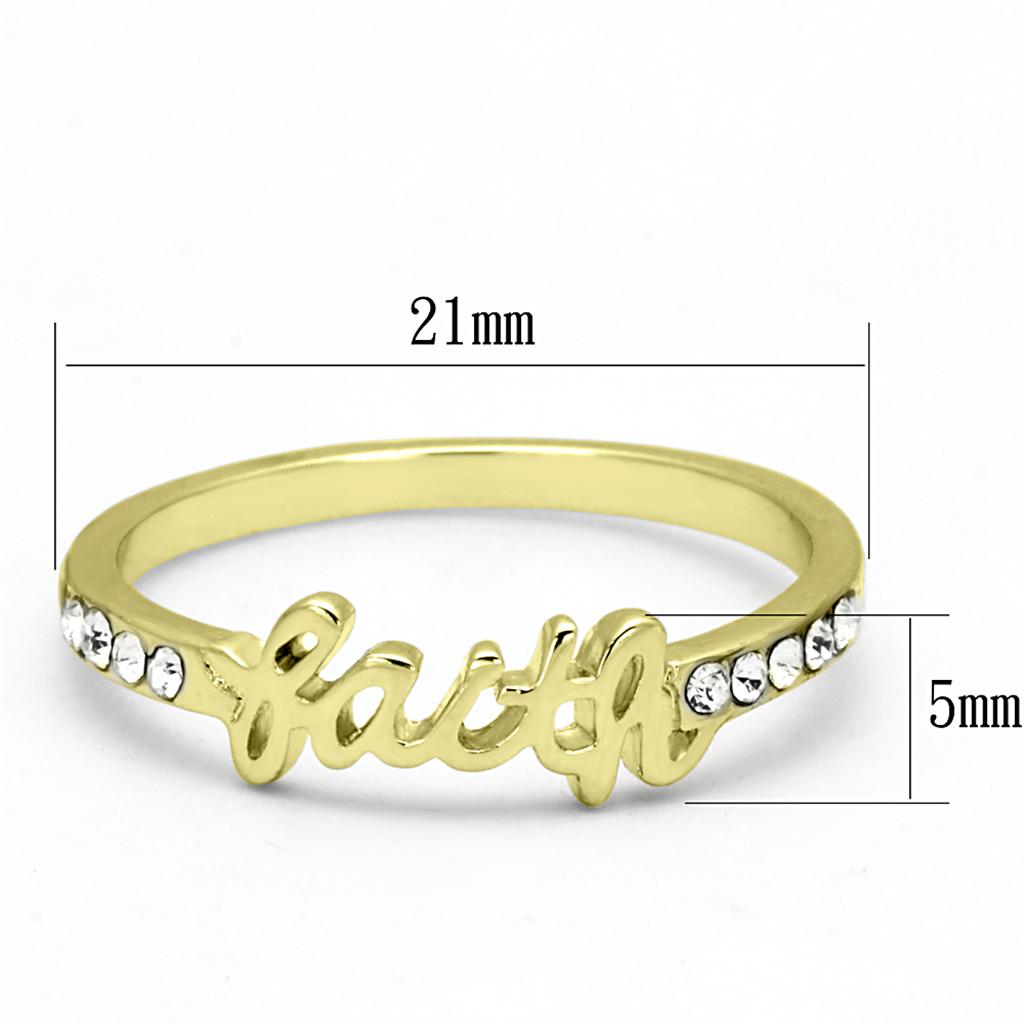 LO3967 - Flash Gold Brass Ring with Top Grade Crystal in Clear
