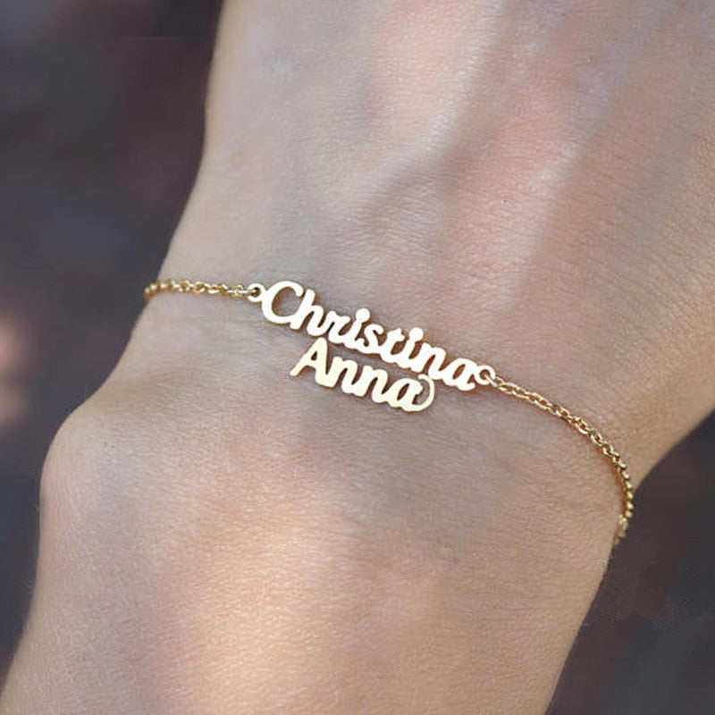 Custom Double Name Bracelet Rose Gold Color