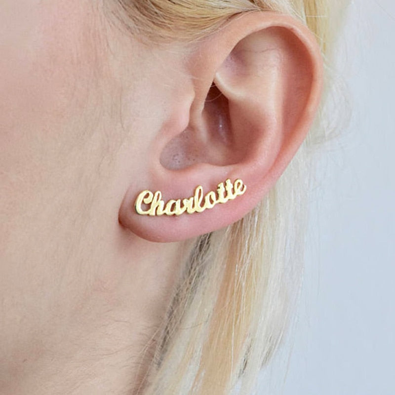 Stainless Steel Personalized Name Earrings For