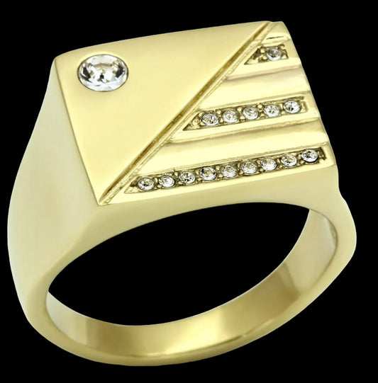 Men Stainless Steel Synthetic Crystal Rings TK731