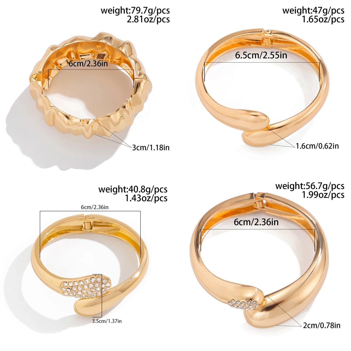 Ingemark Hip Hop Inlaid Rhinestones Water Drop Spring Bangle for Women Creative Irregular Chunky Bracelets