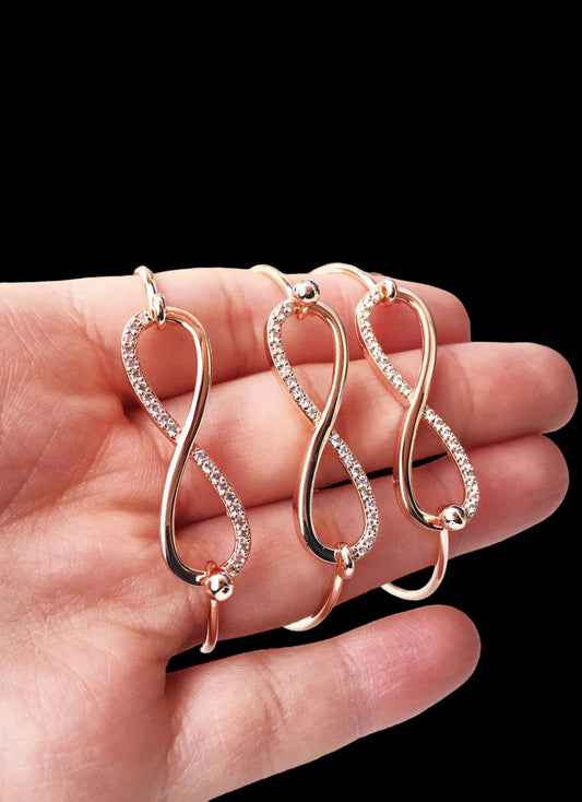 Infinity Bangle Bracelet, Rose Gold Silver Bangles, Cuff Bracelet