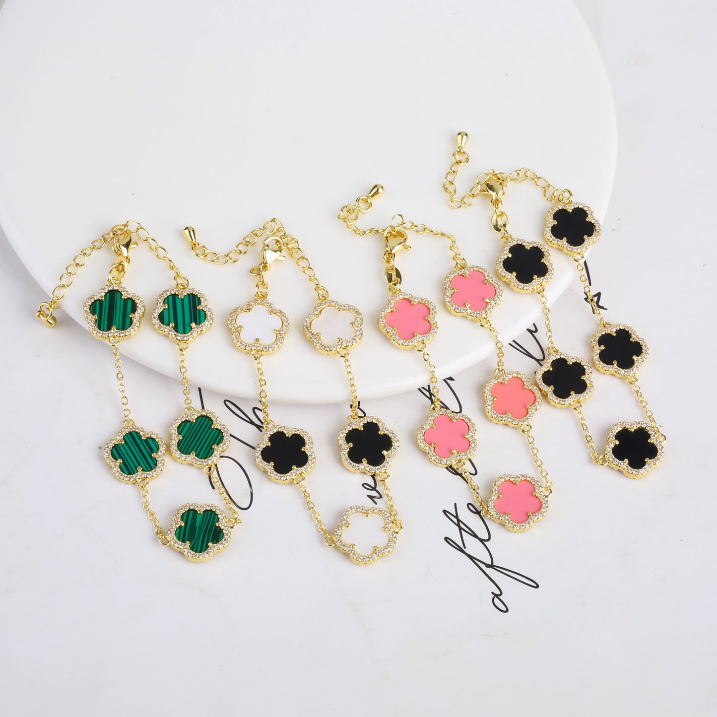 Diamond Inlaid Cute New Design Plant Flower Bracelet, Earring or Necklace