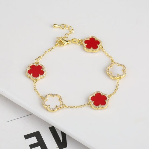 Diamond Inlaid Cute New Design Plant Flower Bracelet, Earring or Necklace