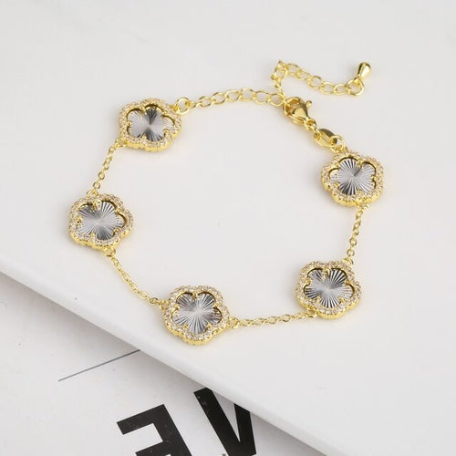 Diamond Inlaid Cute New Design Plant Flower Bracelet, Earring or Necklace