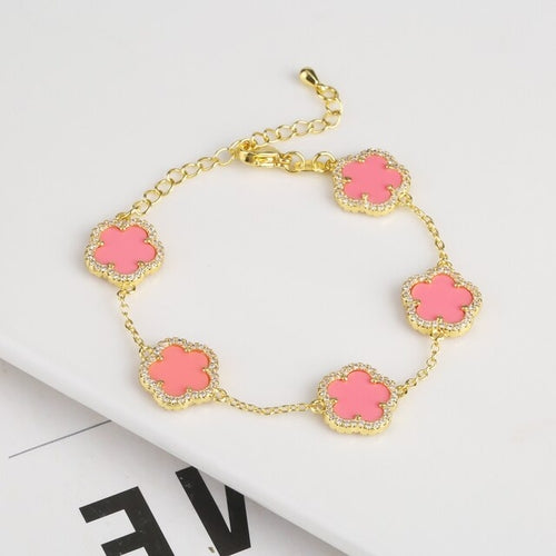 Diamond Inlaid Cute New Design Plant Flower Bracelet, Earring or Necklace