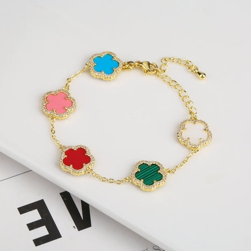 Diamond Inlaid Cute New Design Plant Flower Bracelet, Earring or Necklace