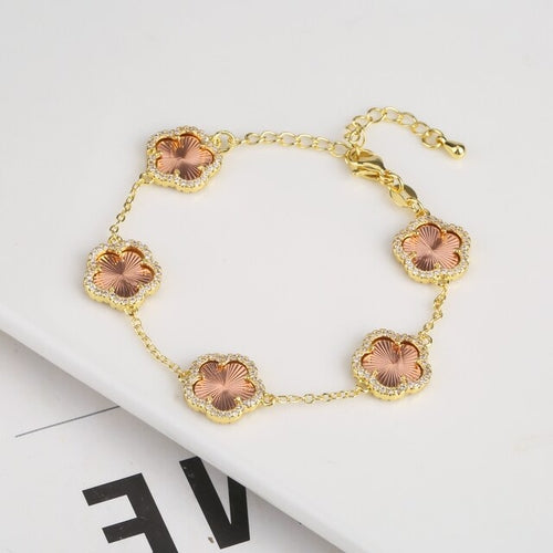 Diamond Inlaid Cute New Design Plant Flower Bracelet, Earring or Necklace