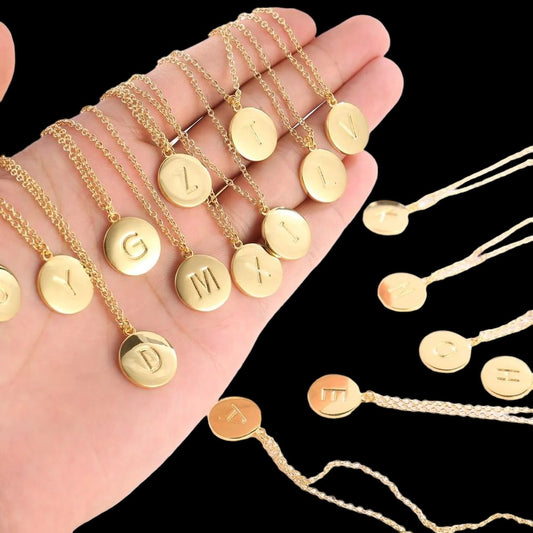 Smooth Disc Initial Necklace in 18K Gold Filled - 26 Letters Available