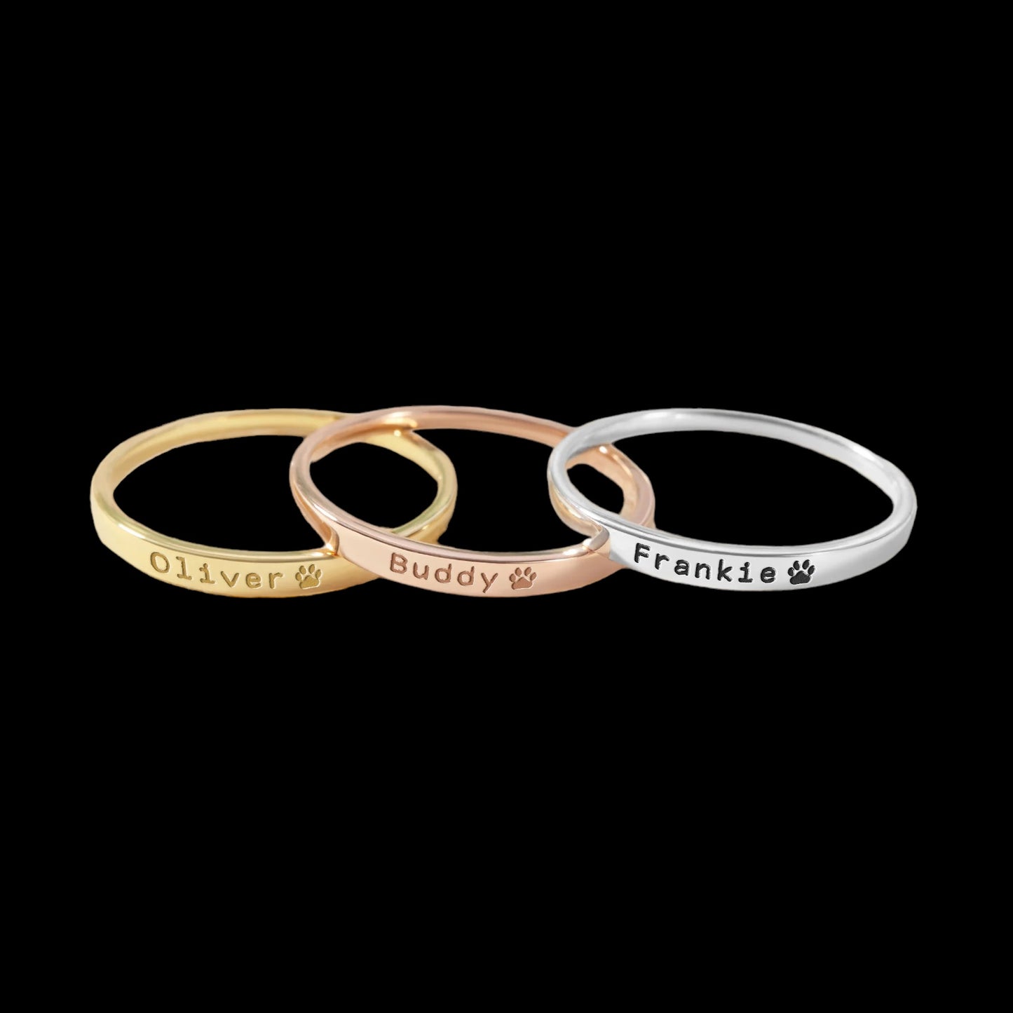 Pet Memorial Gift, Pet Name Ring, Paw Print Ring, Dog Mom Gift
