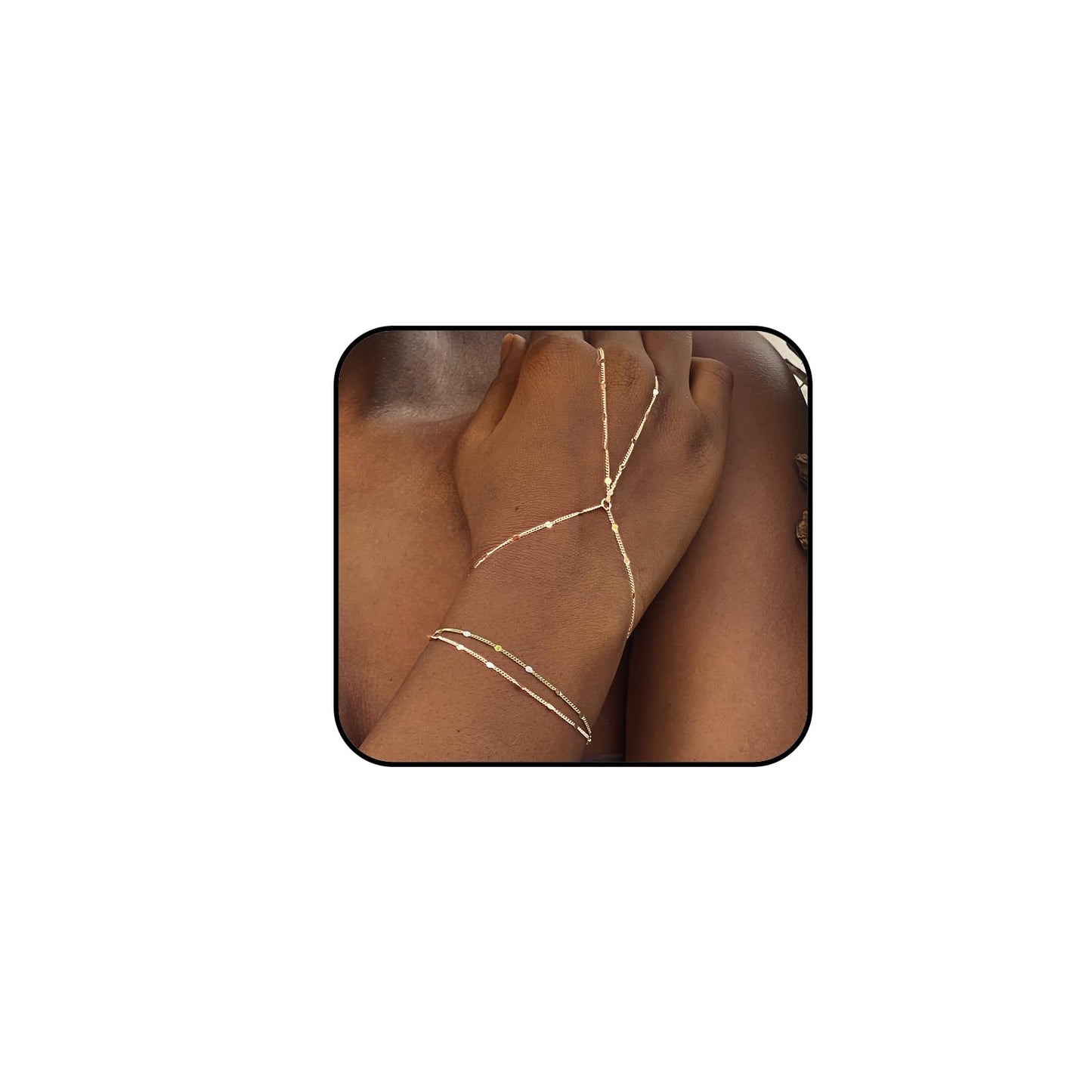 Ring Bracelet Hand Chain Stackable Bracelets for Women 14K gold plated Hand Chain Bracelet for Women Dainty Gold Hand Chain Bracelet for Women 6-8 Inch length