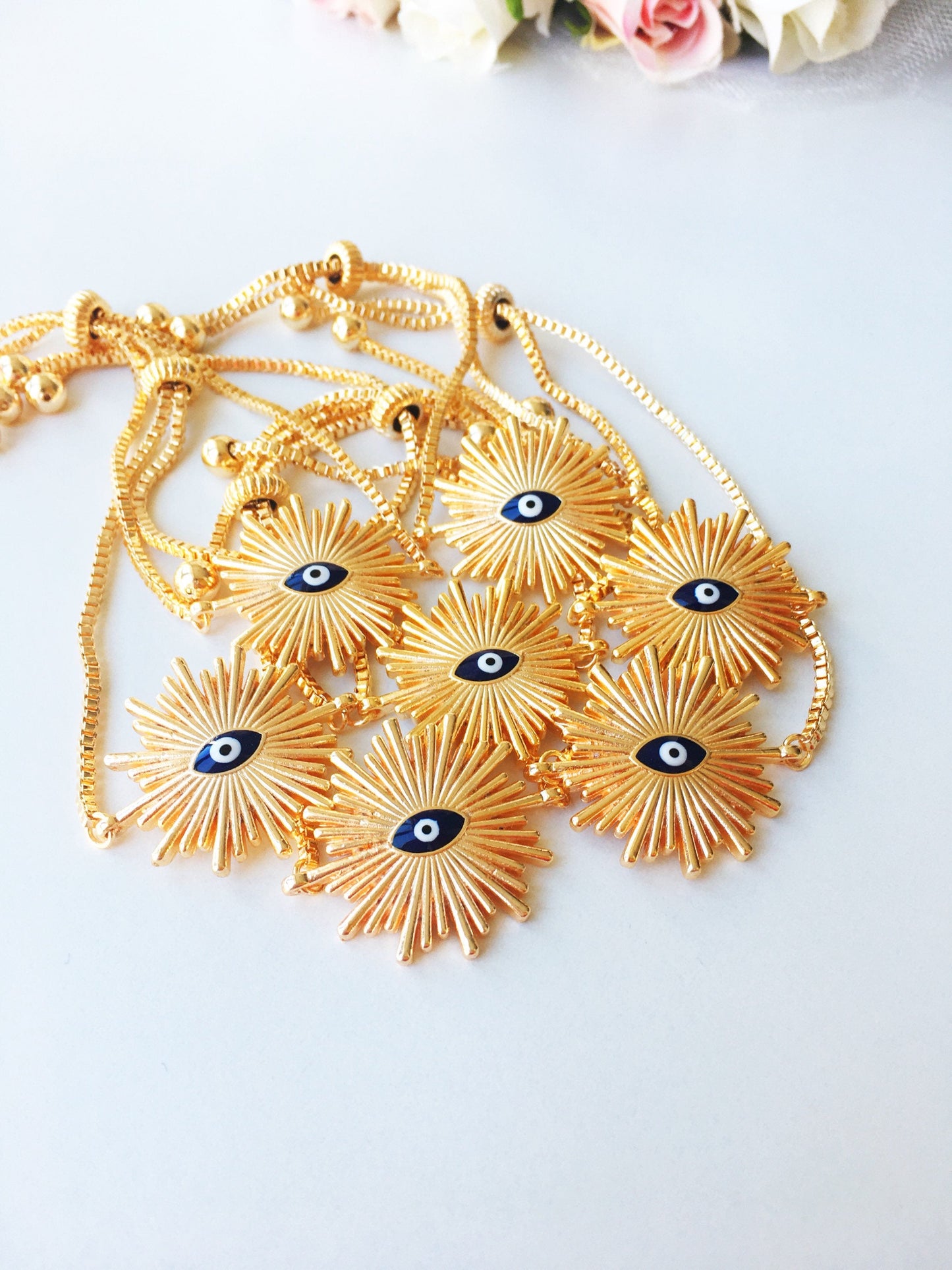 Gold Evil Eye Bracelet, Turkish Evil Eye Jewelry