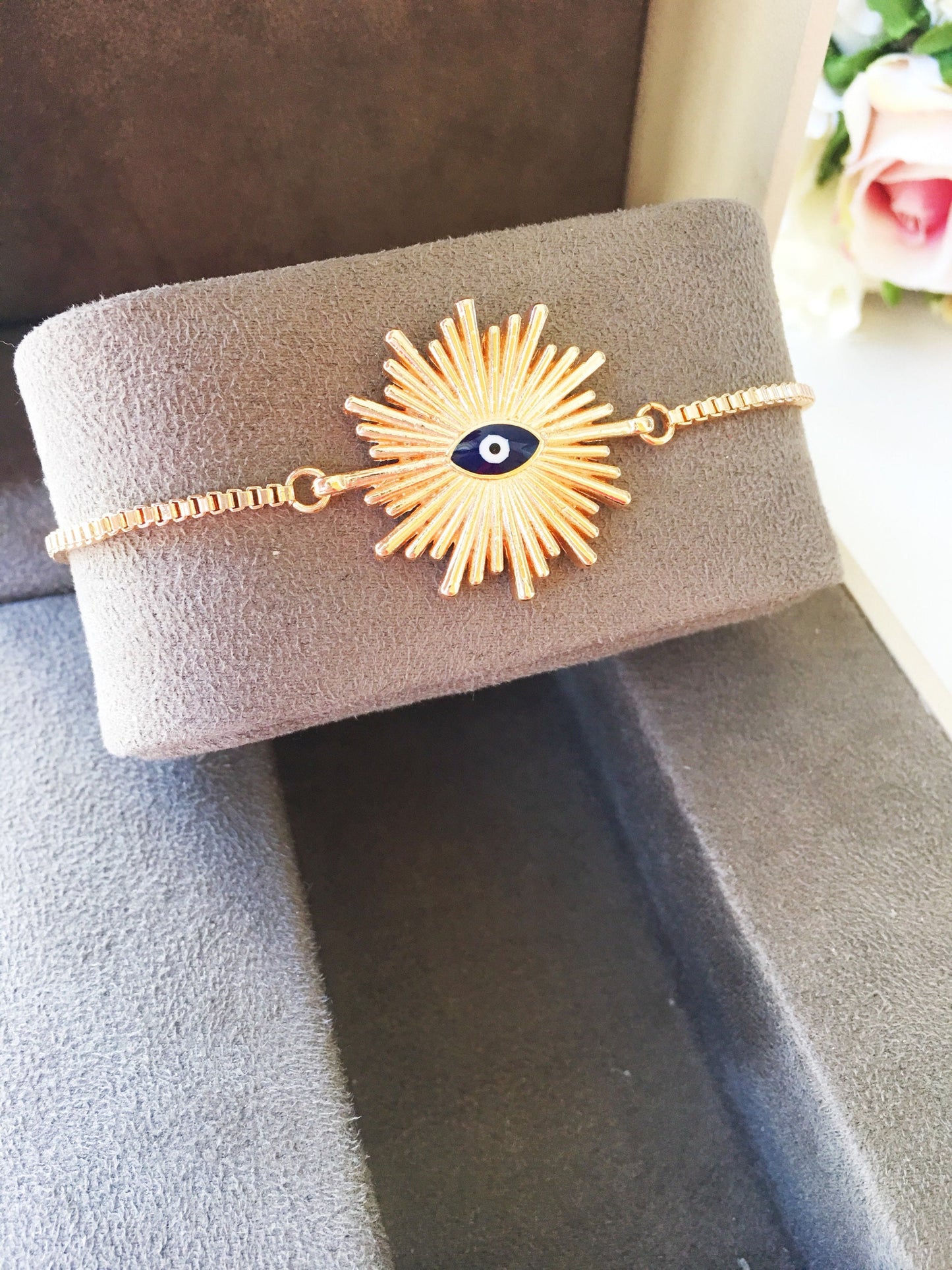 Gold Evil Eye Bracelet, Turkish Evil Eye Jewelry